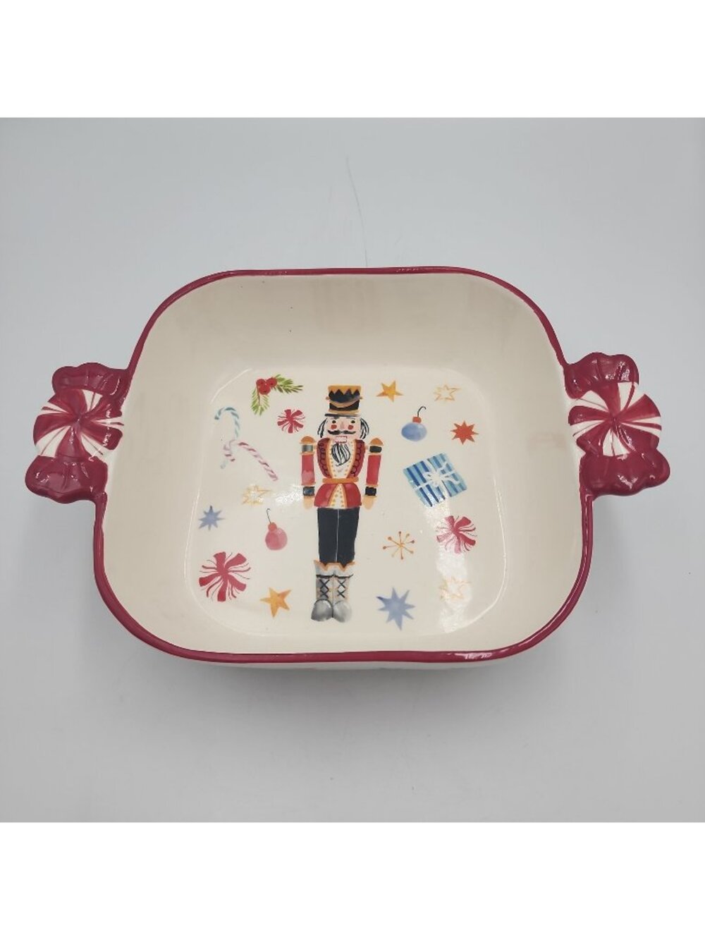 World Market Christmas Ceramic Sugarplum Village Nutcracker Baking Pan 8x8"